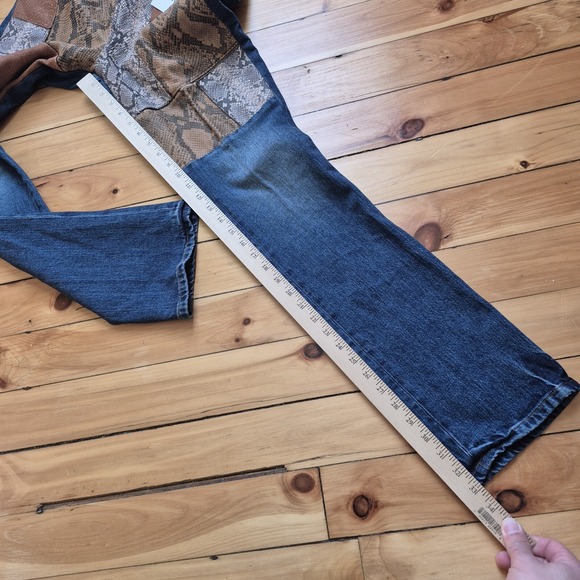 Frame Denim Blue Jeans with Leather and Snake Print Accents - Picture 15 of 16